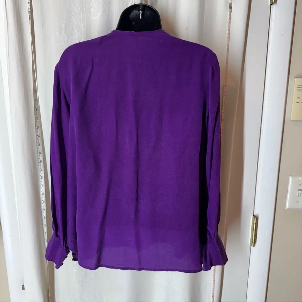 Vintage Women's Purple Silk Blouse - Picture 3 of 5